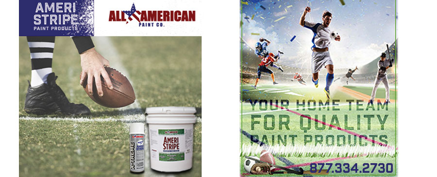 Ameri-Stripe bulk paint delivers high marks in quality and quantity. Available in 5-gallon containers, its vibrant appearance and lasting durability result in a longer shelf life at a cost that won�t dry up your budget. Ameri-Stripe bulk paint is formulated for striping lines on grass fields, cinder, dirt and other natural playing surfaces. It will not stain clothing or blur with rough use. It is ideal for use on football, soccer, baseball and golf courses.